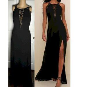 Romantic Mood Black Lace Sleeveless Maxi Dress Size Large NWOT